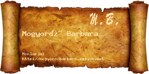 Mogyoró Barbara névjegykártya